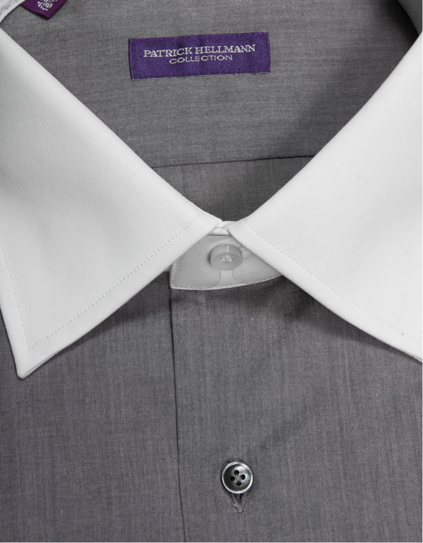 Patrick Hellmann Collection Grey Shirt With White Collar  image